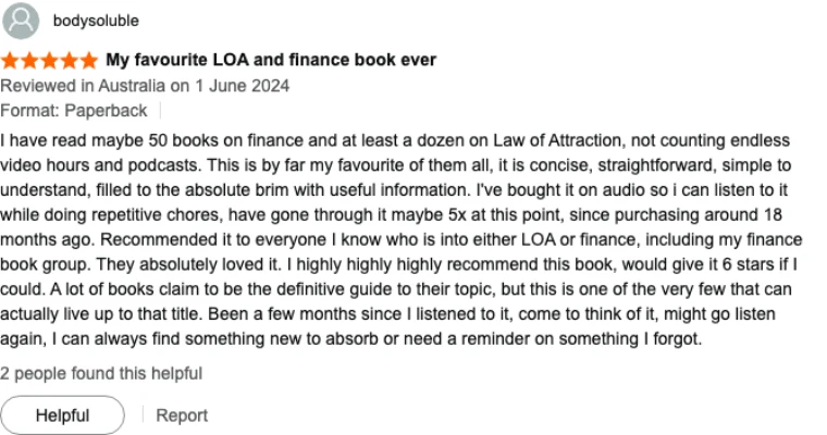 Verified reader review on Amazon